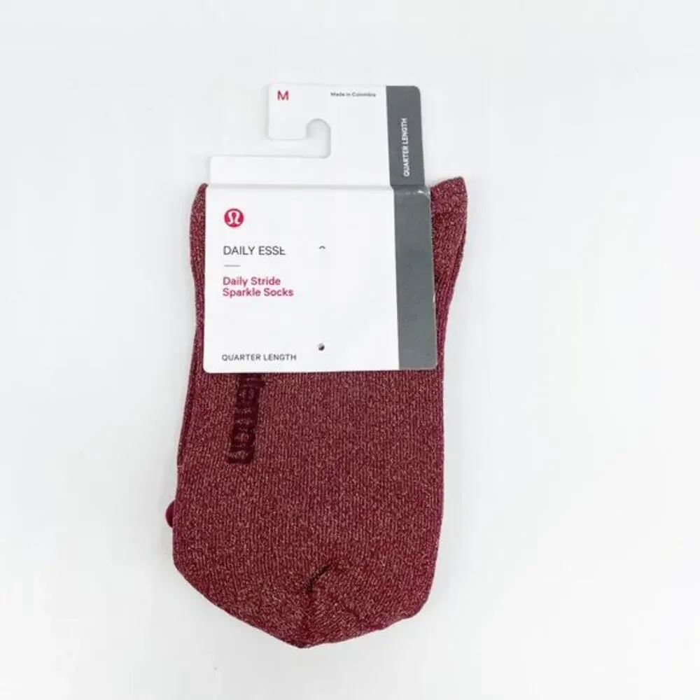 Lululemon Women Daily Stride Sparkle Quarter Socks Deep Luxe Gold Medium 6.5-8.5